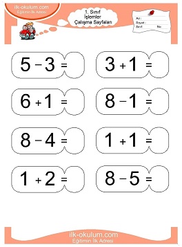 Çocuklar İçin toplam işlemi yaprak testleri 